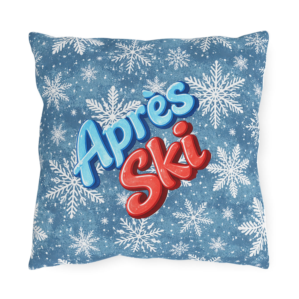 Après Ski Snowflake Outdoor Pillow (16x16) | Winter Throw Pillow | UV + Water Resistant Outdoor Decor