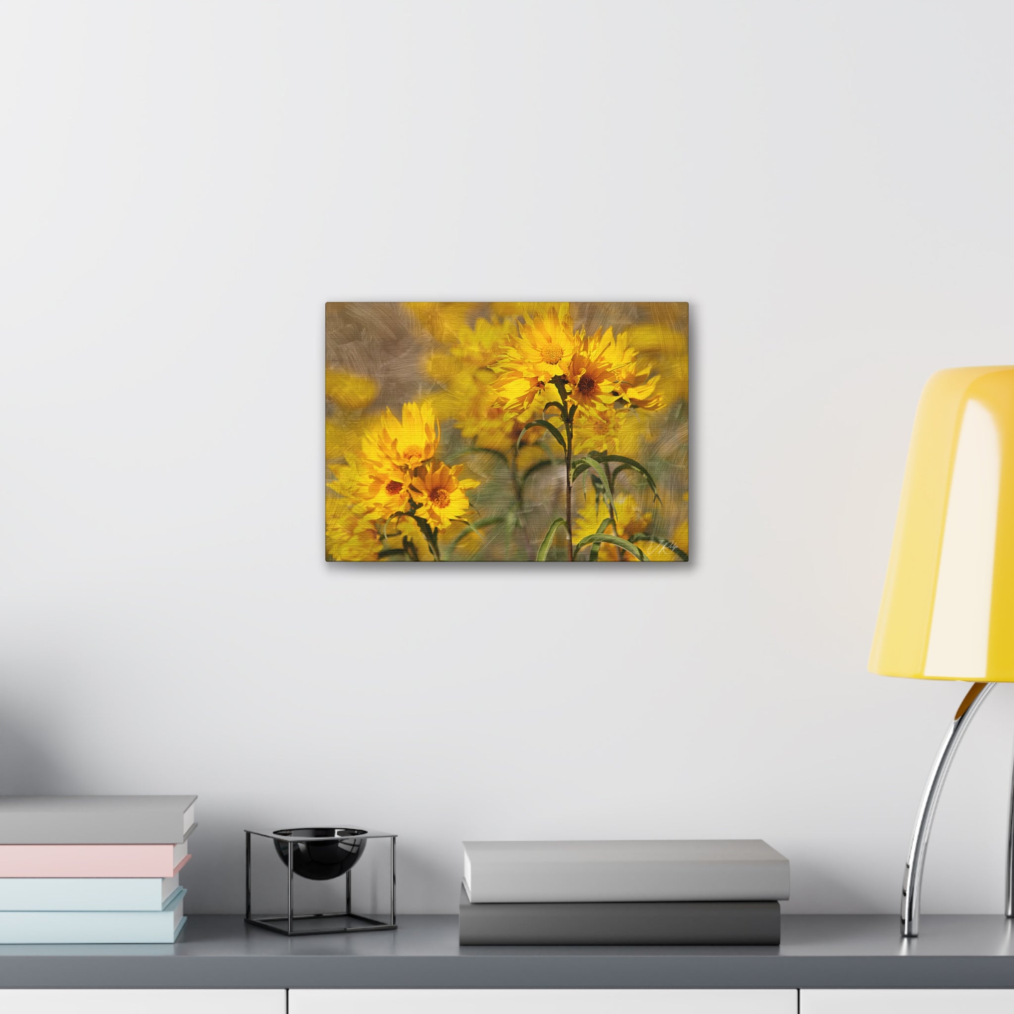 14"x10" Prairie Sunflower Artography Canvas Print | Golden Montana Wildflowers Wall Art | Textured Oil-Style Nature Photography