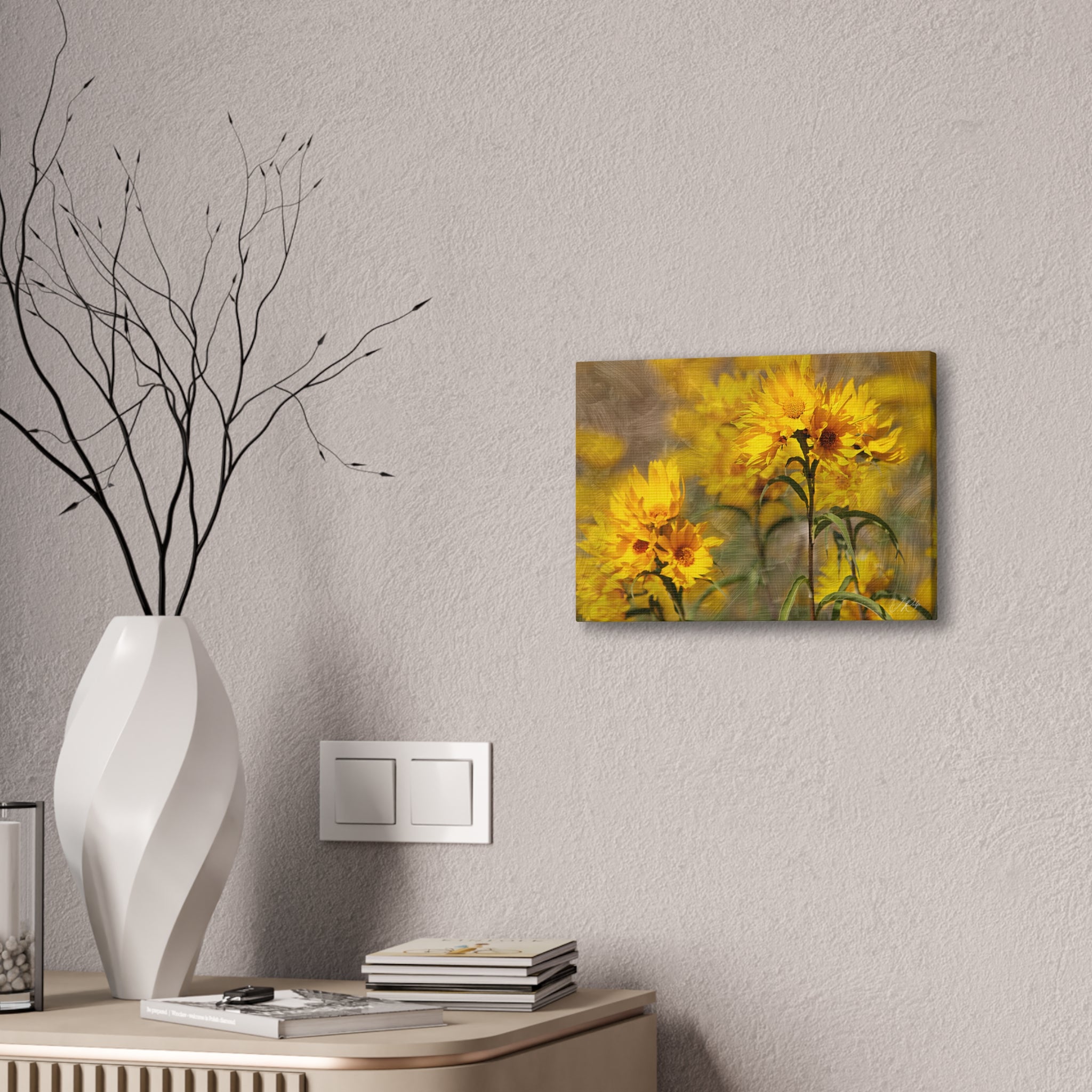14"x10" Prairie Sunflower Artography Canvas Print | Golden Montana Wildflowers Wall Art | Textured Oil-Style Nature Photography