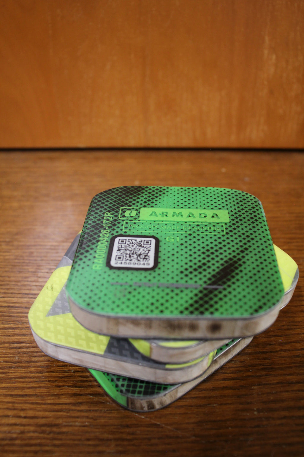 Set of 4 Upcycled Ski Drink Coasters | Handmade 3.5" All-Mountain Ski Coasters with Cork Backing