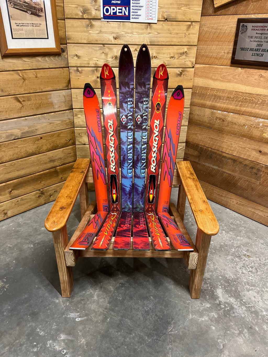 Old School Ski Chair | Adirondack Style from Up-Cycled Alpine Skis