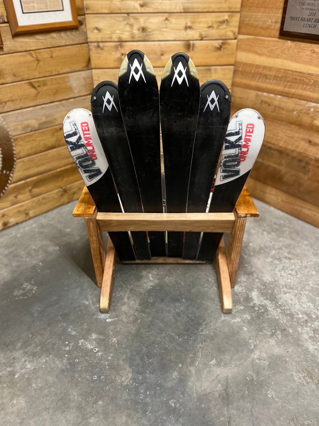 Adirondack Style Ski Chair |  Built from Up-Cycled Volkl Alpine Skis