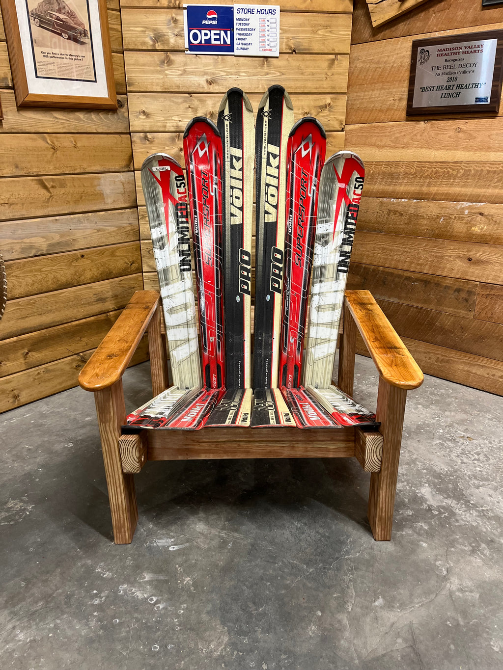 Adirondack Style Ski Chair |  Built from Up-Cycled Volkl Alpine Skis