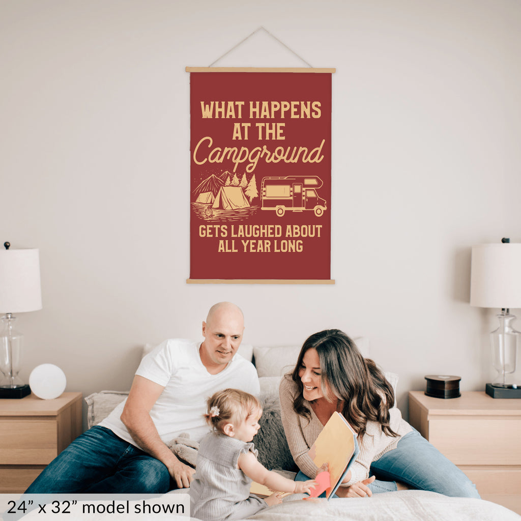 What Happens At The Campground Hanging Canvas