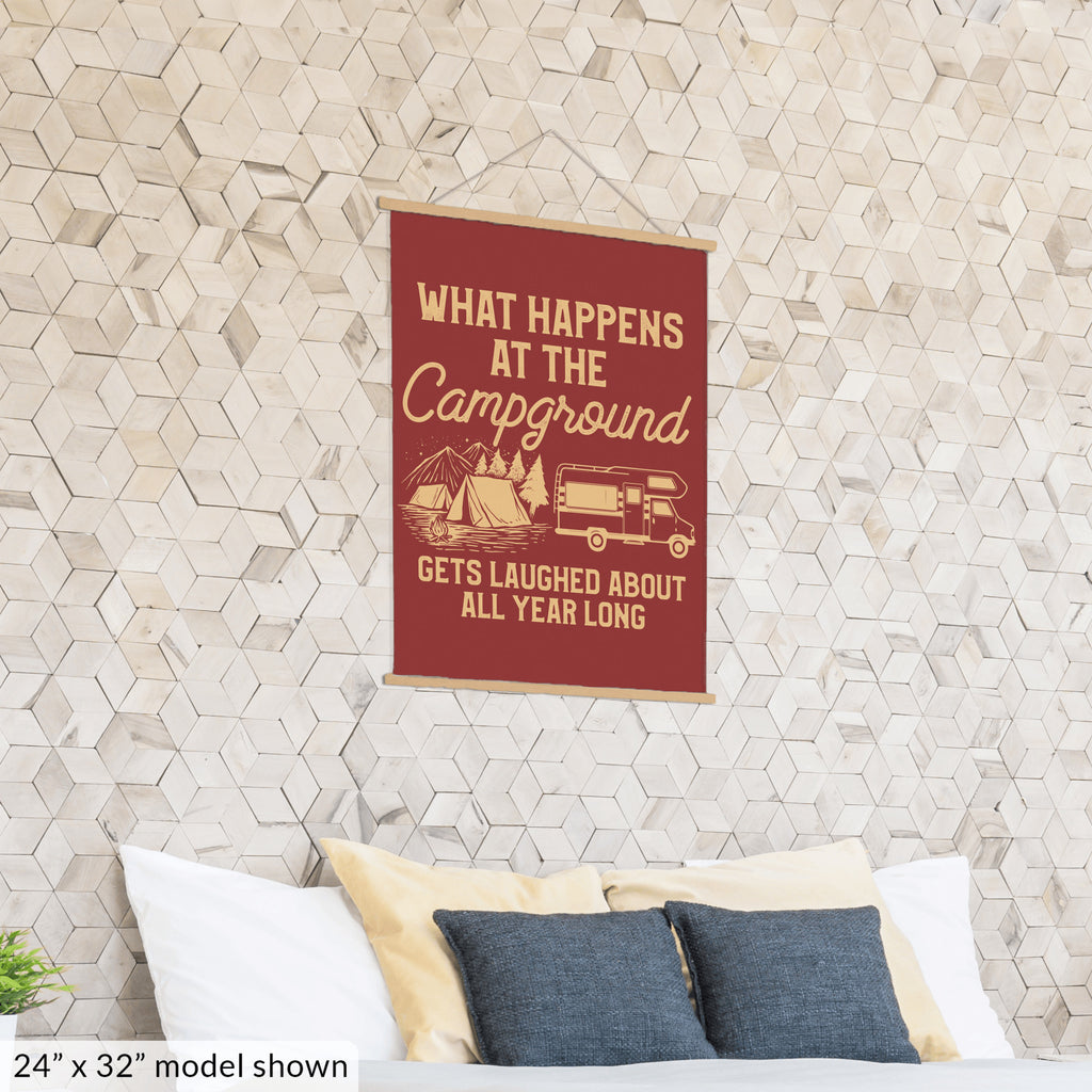 What Happens At The Campground Hanging Canvas