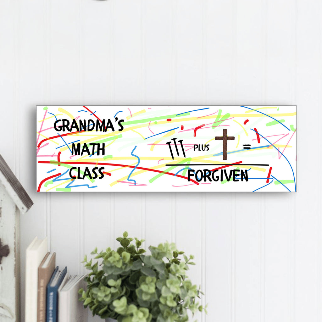 Grandma’s Math Wall Hanger | Playful Crayon-Style Faith Sign