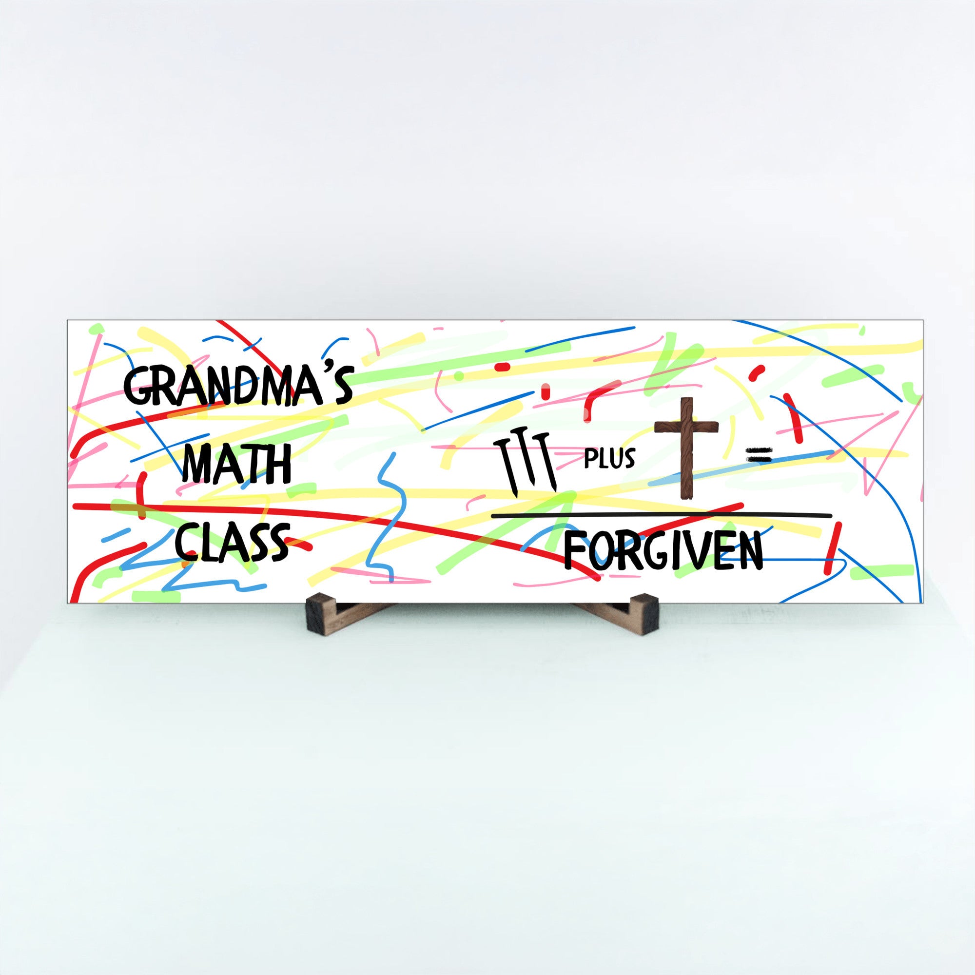 Grandma’s Math Wall Hanger | Playful Crayon-Style Faith Sign