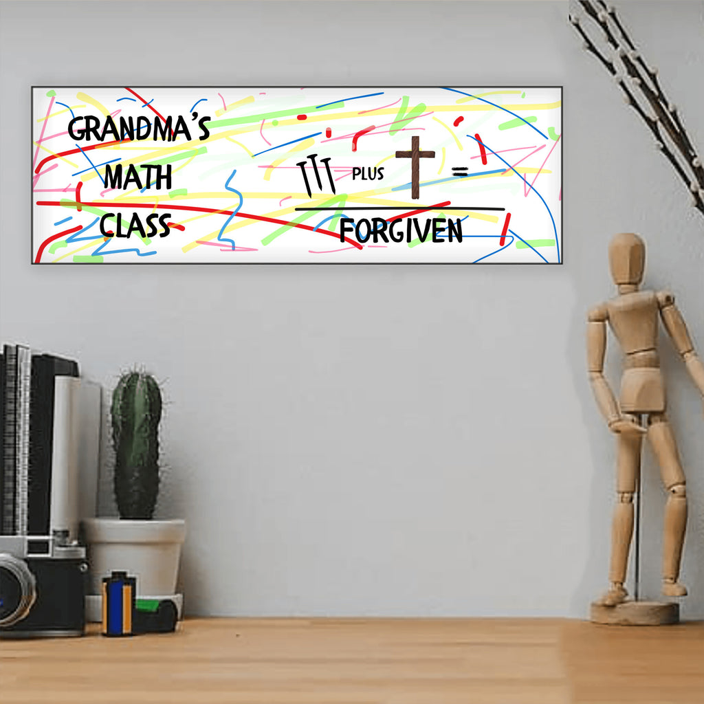 Grandma’s Math Wall Hanger | Playful Crayon-Style Faith Sign