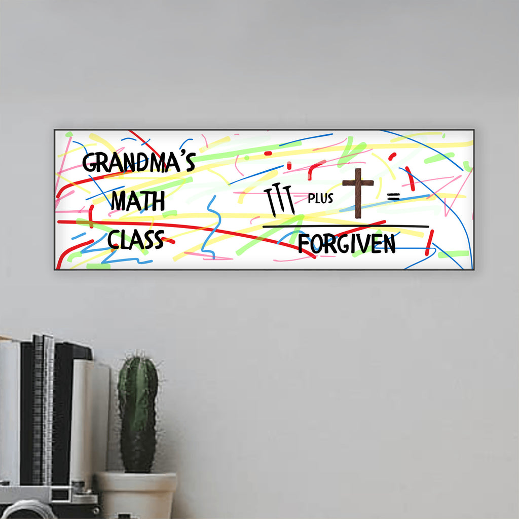 Grandma’s Math Wall Hanger | Playful Crayon-Style Faith Sign