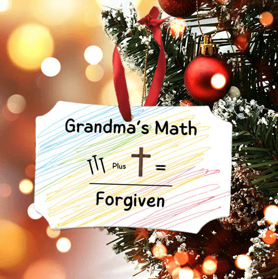 Grandma’s Math Christmas Ornament | Aluminum Holiday Keepsake